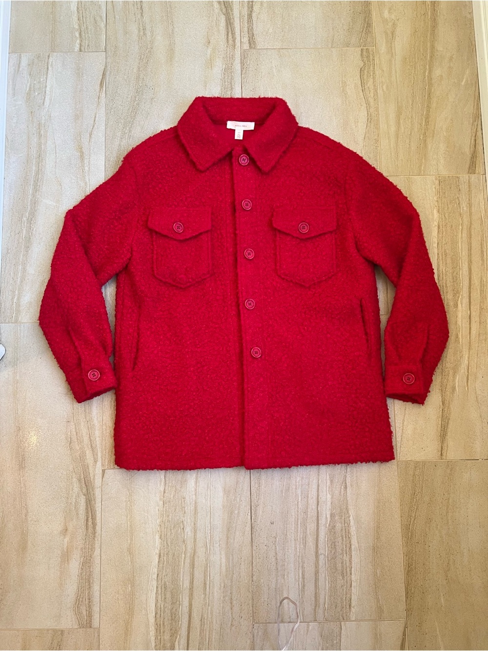 Tomatoes Red Teddy Jacket with Button Front